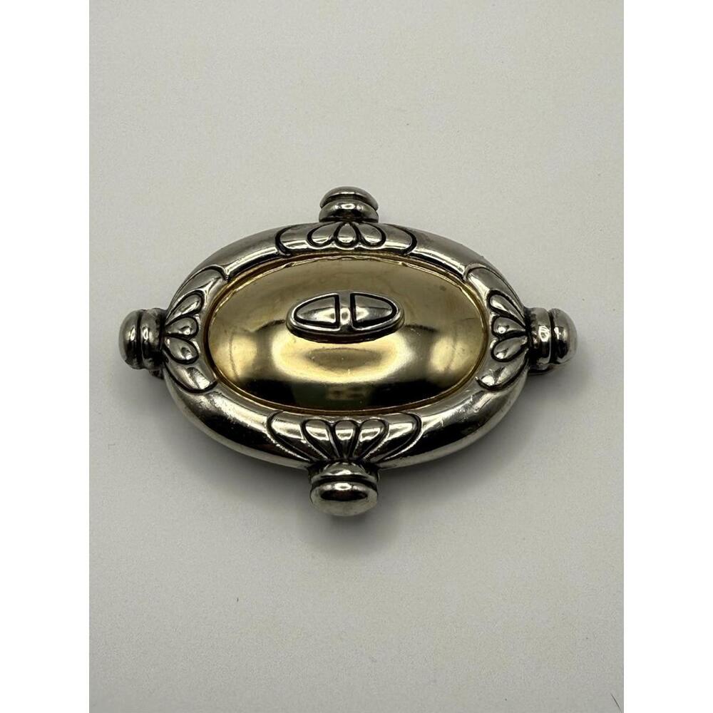 VINTAGE GOLD AND SILVER OVAL DAME BELT BUCKLE 3"